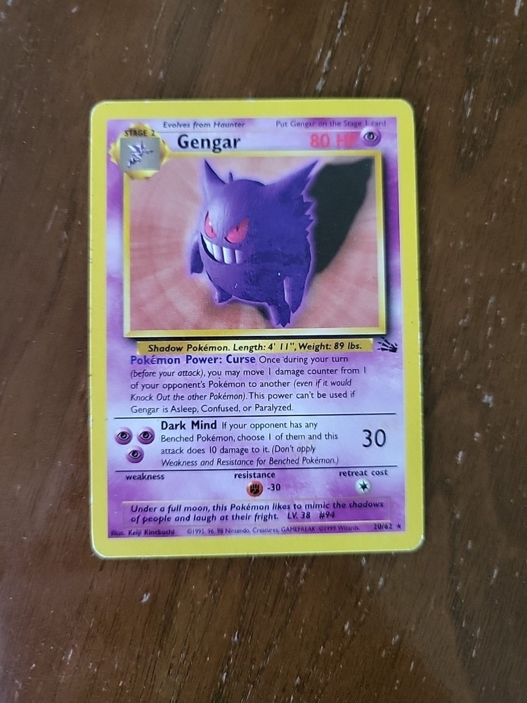 Gengar 20/62 Fossil Unlimited Edition Pokemon TCG Card