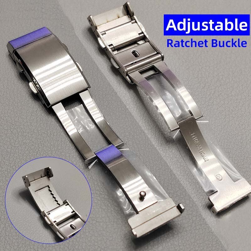 Adjustable Ratchet Buckle 316L Stainless Steel Watch Strap Clasp 18mm 20mm 22mm