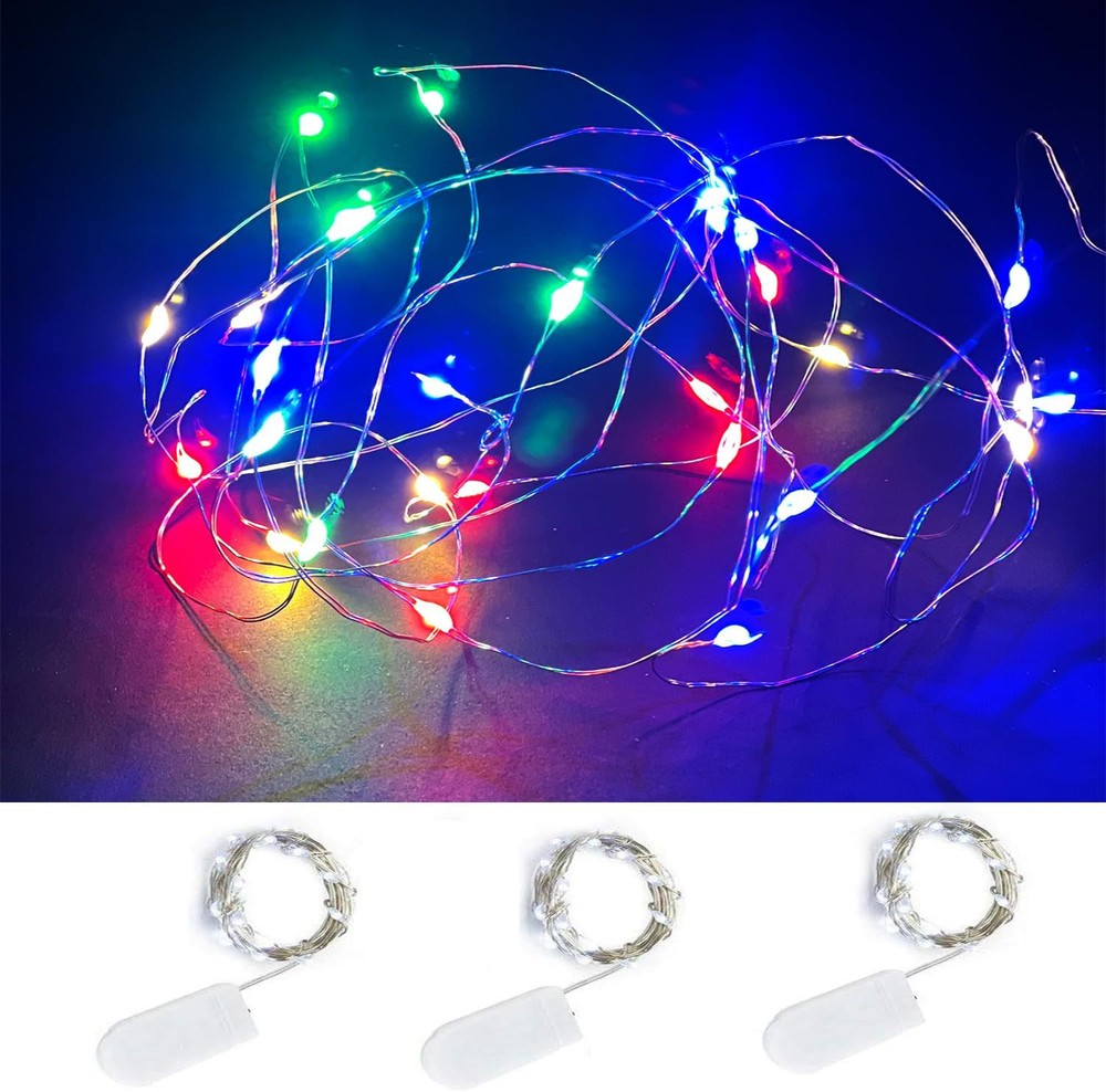 Pack of 3 Sets LED Starry String Lights with 10 Micro LEDs on Multicolor