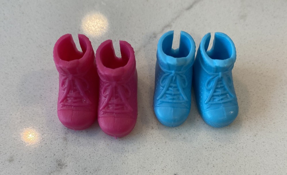 2 pair Barbie Chelsea Doll Pink & Blue High Top Sneakers, EUC