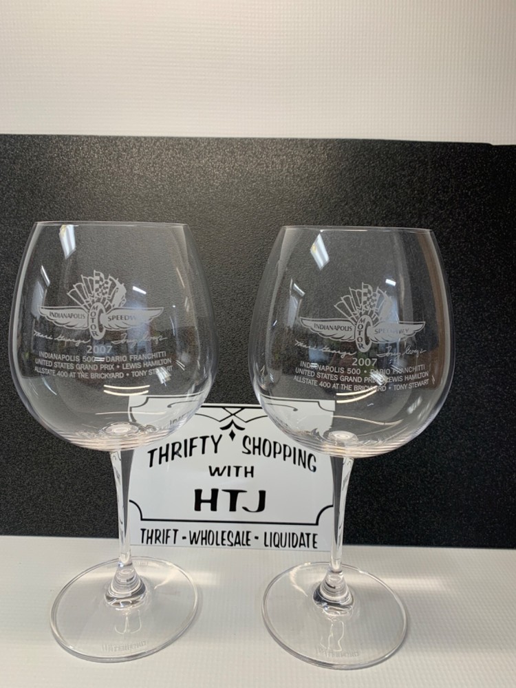 Waterford 2007 Indy 500 Crystal Wine Glasses Set of 2