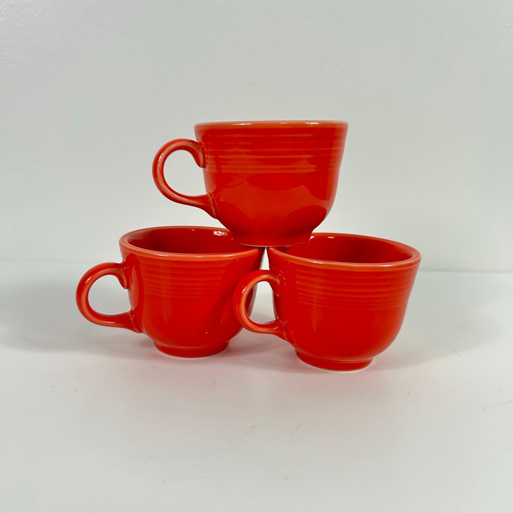 Fiesta USA Dark Bright Orange Poppy Coffee Espresso Mugs Set of 3