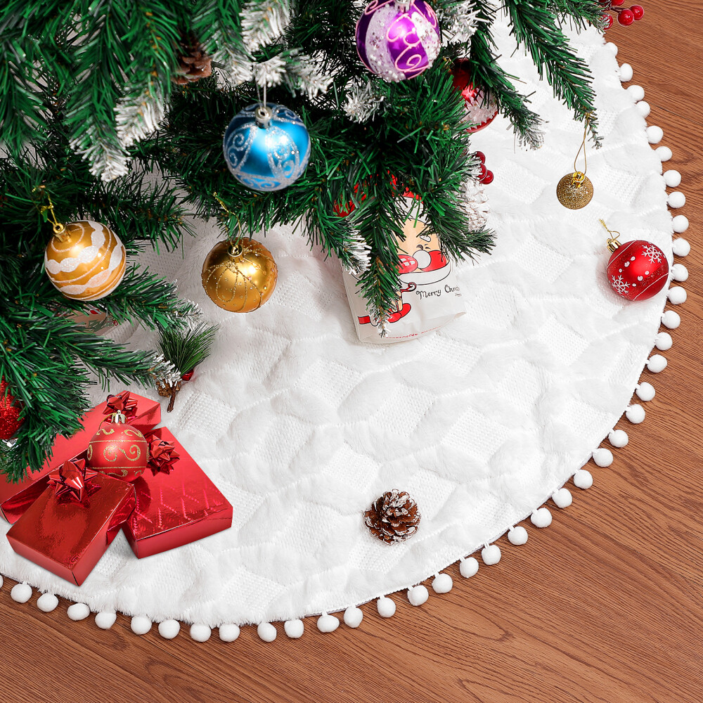 Small White Tree Skirt Christmas Festival Feeling Home Xmas Party Decorations