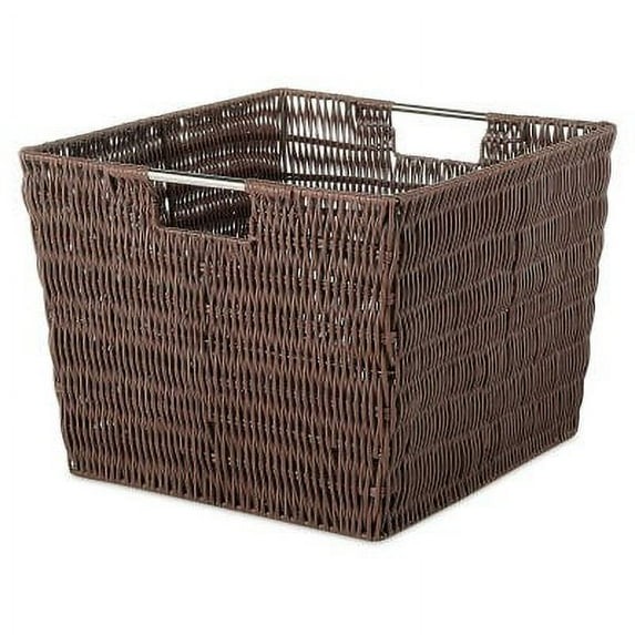 Whitmor Rattique Java Storage Tote Basket 13x15x9.8 Inches