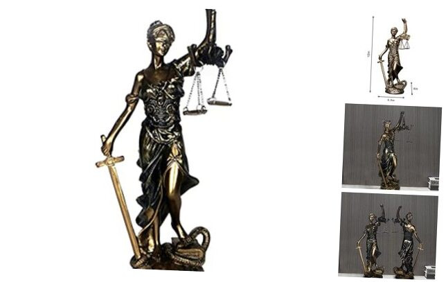 12.3 in Lady Justice Statue Scale of Justice Sculpture Blind Justice Figurine