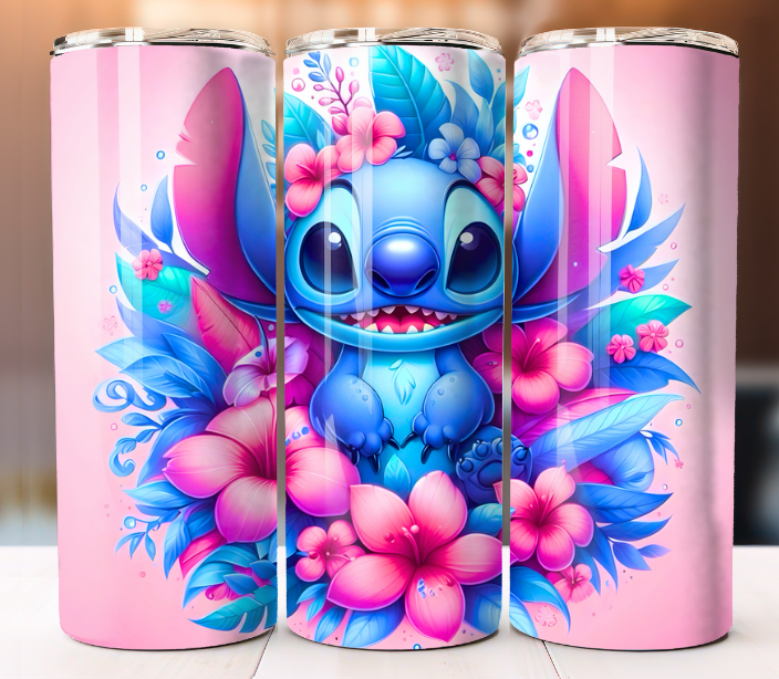 Stitch Tumbler 20oz Mug Cup w/ Lid Straw Stainless