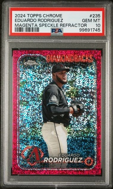 2024 Topps Chrome Magenta Speckle #235 Eduardo Rodriguez Dbacks /350 PSA 10