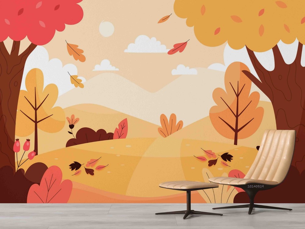 3D Autumn Landscape Illustration Wall Murals Wallpaper Murals Wall Sticker 7