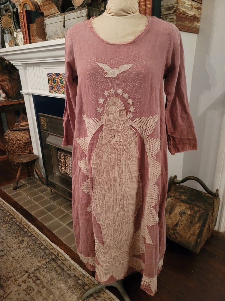 DRESS 779-BISOU-OS Linen Queen of The Sea Dress EUC Magnolia Pearl