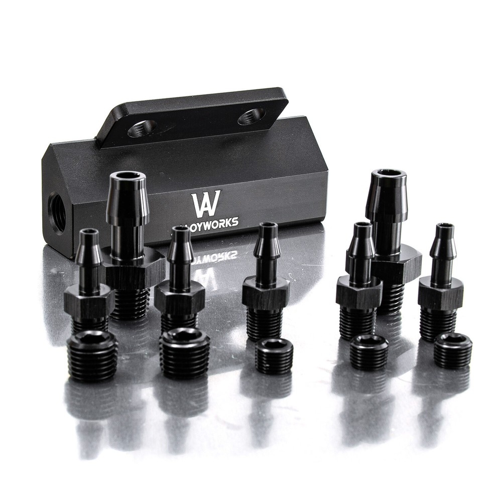 5 Port Car Vacuum Block Intake Manifold for Turbo Boost Fuel Gas Wastegate Black