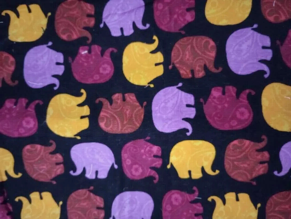 Jungle Elephant Fun Ribbed Fabric Piece 21x13.5 Inch USA Seller
