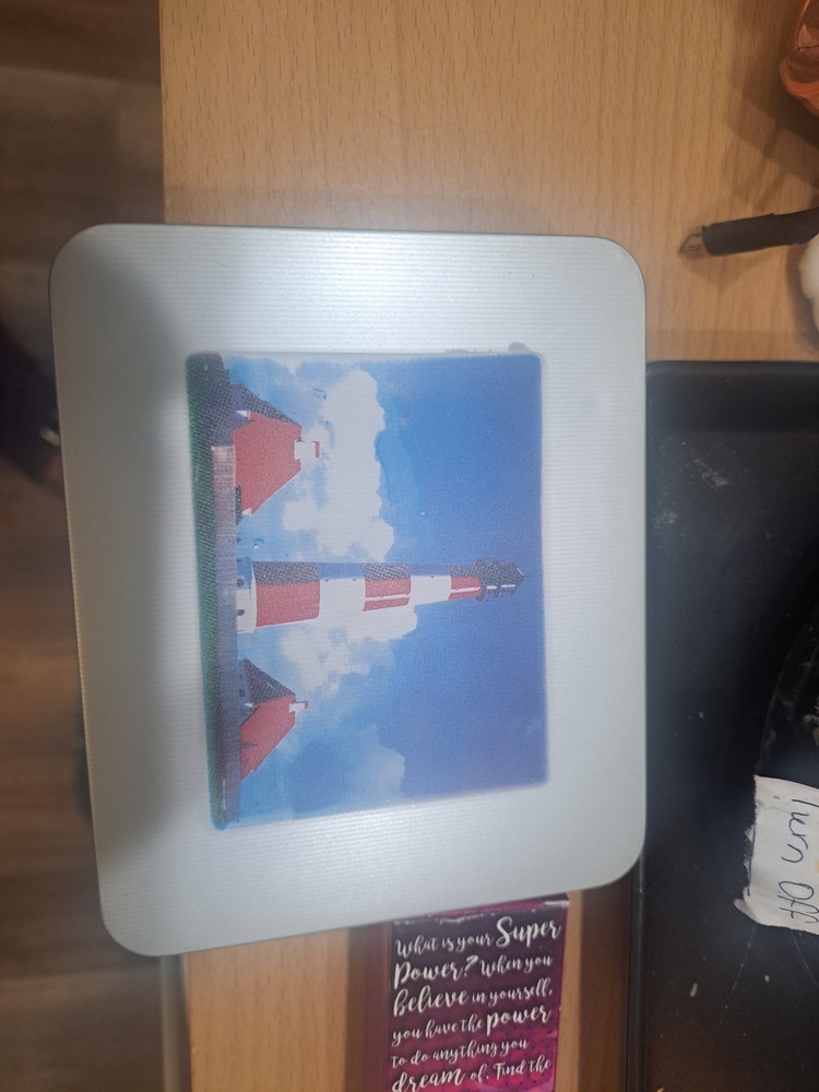 Lighthouse Pocket Watch & Clip Holder Silver Tone