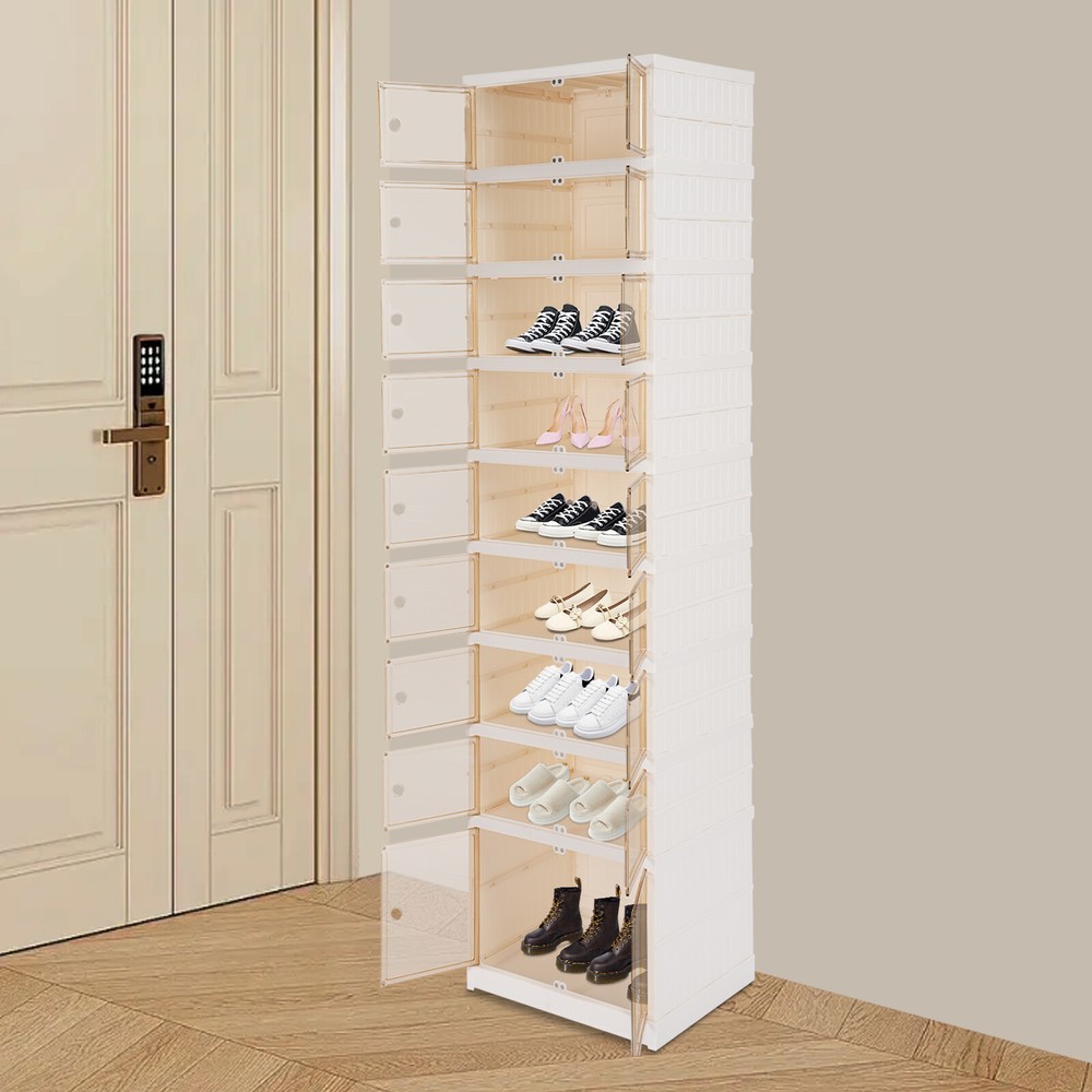 9-Tier Foldable Closet Shoe Rack Holds 18 Pairs Space-Saving Organizer