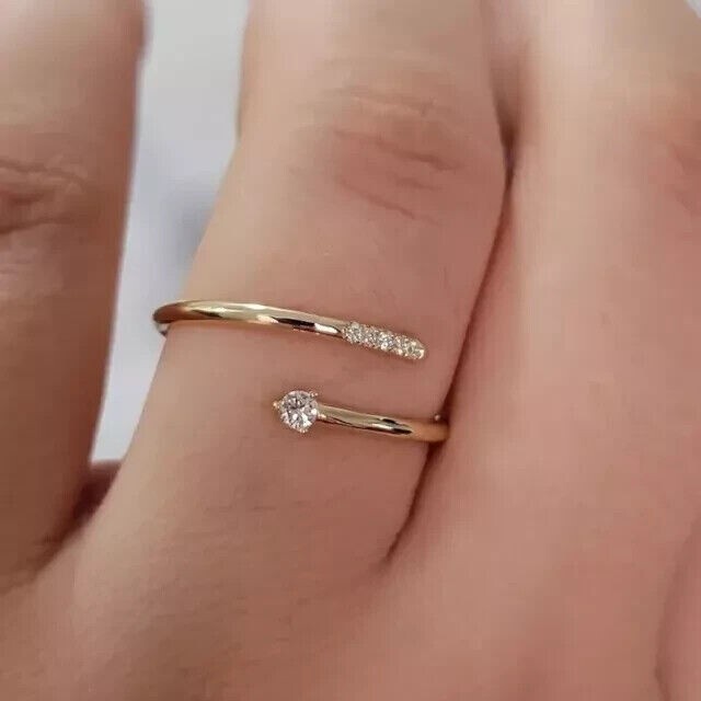 0.50Ct Simulated Diamond Women's Stunning Bypass Ring In 14K Yellow Gold Plated