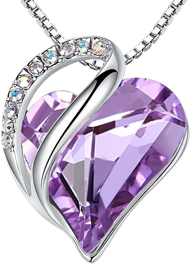 Necklaces for Women, Infinity Love Birthstone Heart Crystal Pendant, Birthday Je