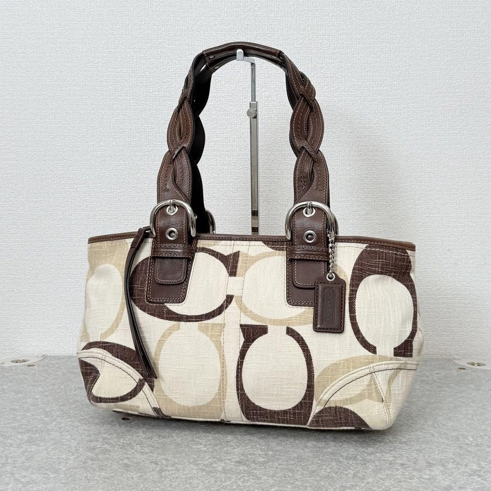 Coach Dark Brown & Ivory Signature Canvas Tote Bag