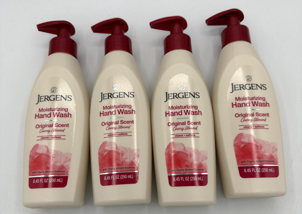 4 Jergens Original Scent CHERRY ALMOND Liquid Moisturizing Hand Wash 8.45 oz