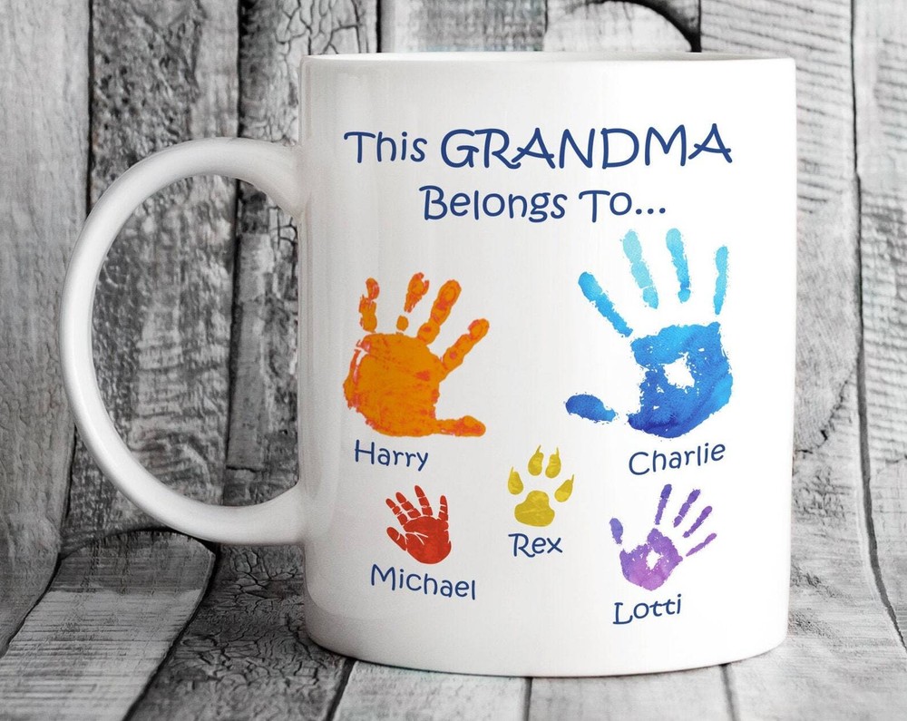 Personalised This Grandma Belongs To... Handprints Mug Birthday Present