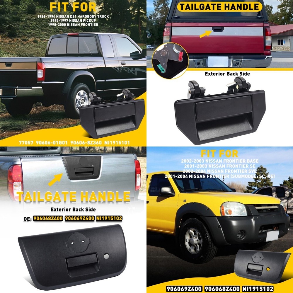 Black Exterior Tailgate Handle for Nissan Frontier Pickup Truck Rear Liftgate