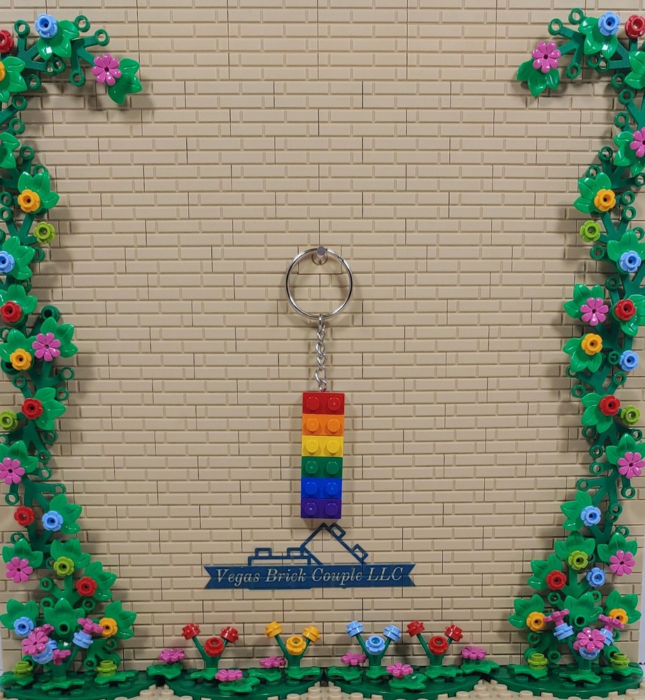 Custom Rainbow Lego Plate Keychain – Handmade Colorful Keyring  