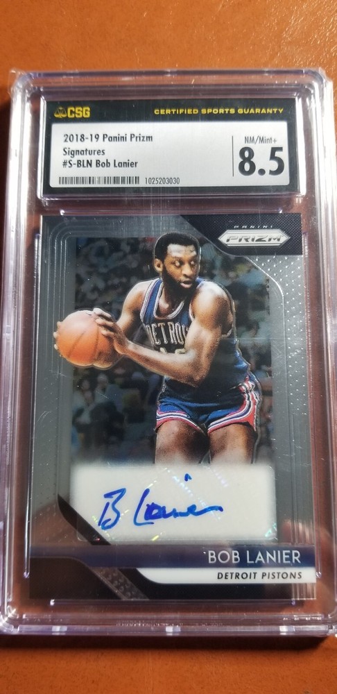 2018-19 PANINI PRIZM SIGNATURES BOB LANIER! CSG 8.5 NM/MINT+! HOF!!