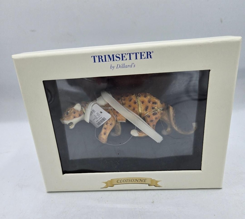 Dillards Trimsetter Leopard Cloisonné Christmas Ornament New