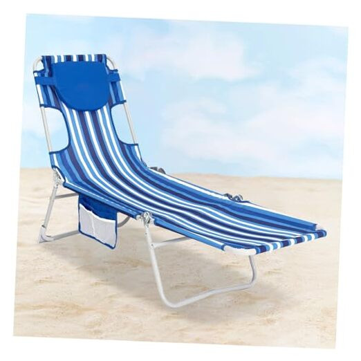 Folding Tanning Chair with Face Hole, Heavy Duty Lay Flat Chaise Lounge