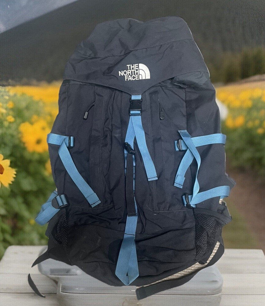 Vintage North Face Black Top Load Backpack 55 - 60 Liter Reg. Ski Hike Mountain