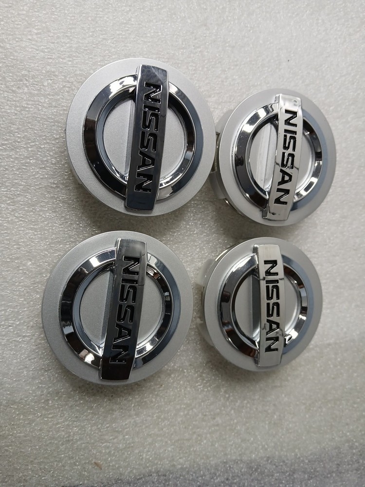 4 Silver 60mm Wheel Center Caps for Nissan Cars
