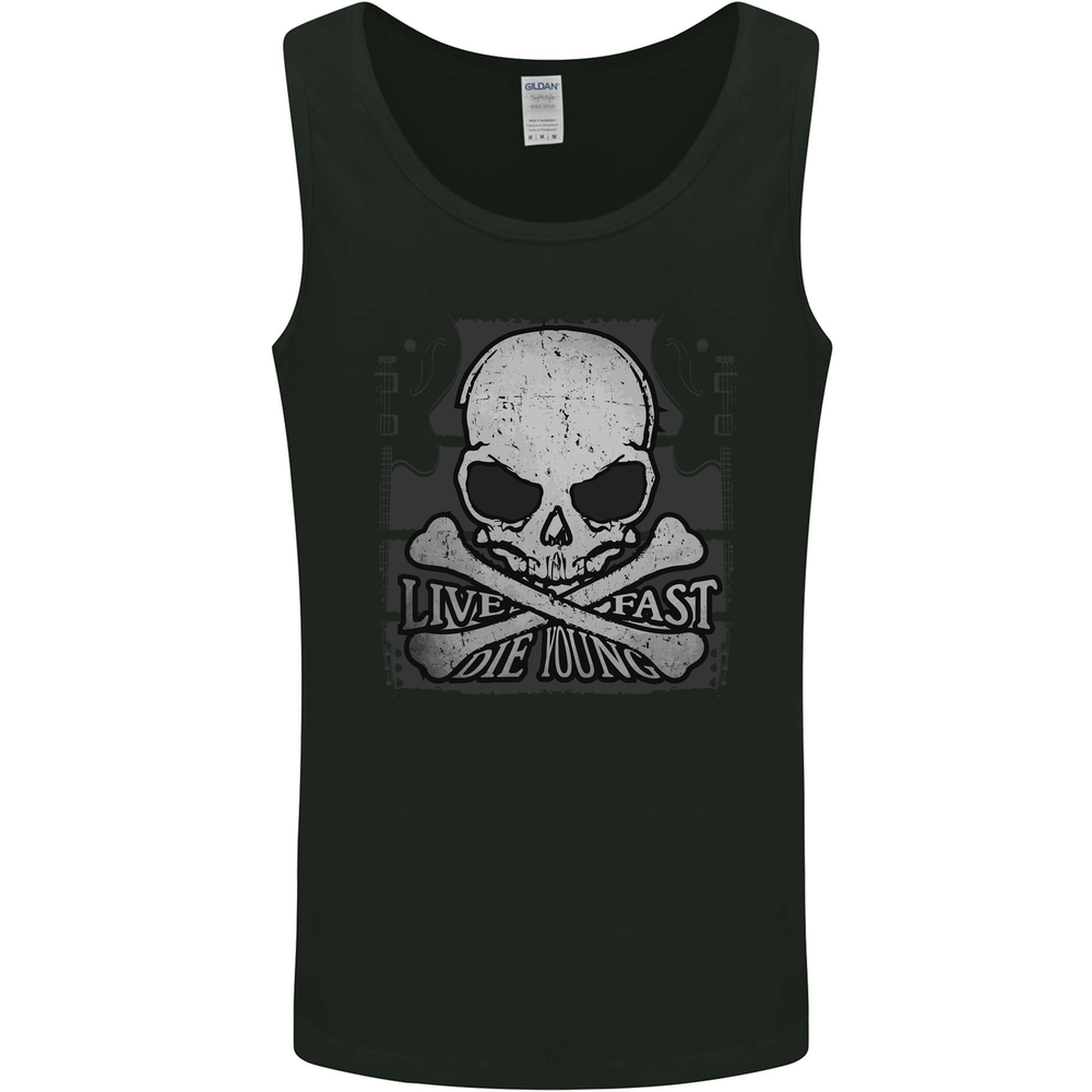 Ride Fast Biker Skull Motorcycle Guitars Rock Mens Vest Tank Top