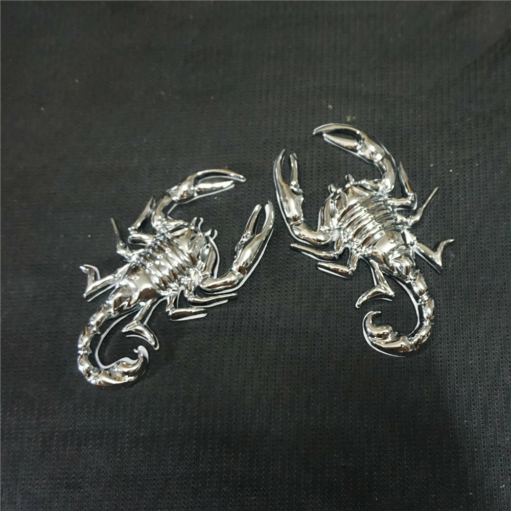 1 Pair of Chrome Silver Scorpion Metal Decal Emblem Badge Sticker Motors Car 4x4