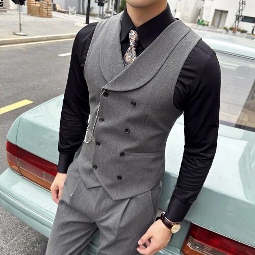 Slim Fit Men's Business Formal Sleeveless Vest for Banquet & Office