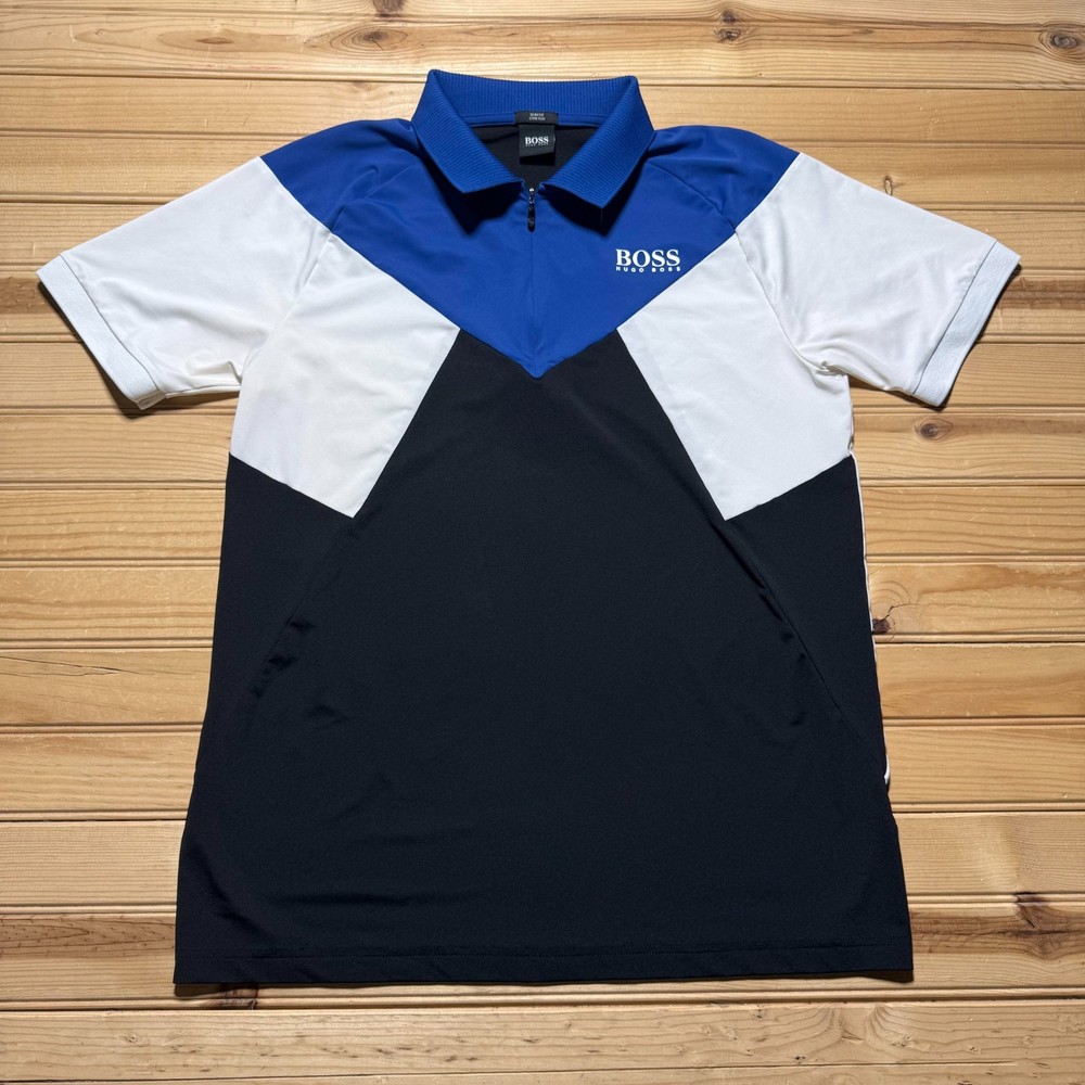 Boss Hugo Boss Slim Fit Stretch Quarter Zip Colorblock Polo Shirt Men's Size XL