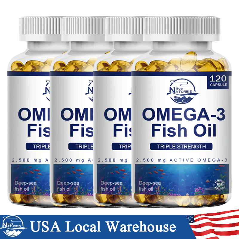 Qty120/240/480 Omega 3 Fish Oil Capsules 3 x Strength EPA & DHA High Potency