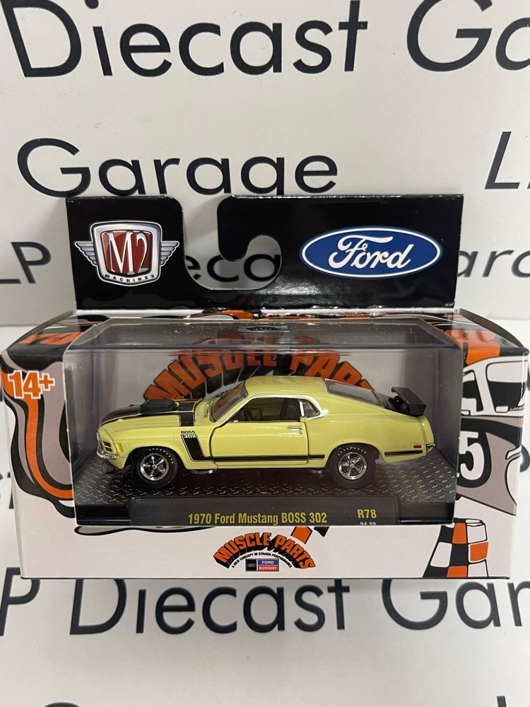 M2 1970 Ford Mustang Boss 302 Yellow 1:64 Diecast