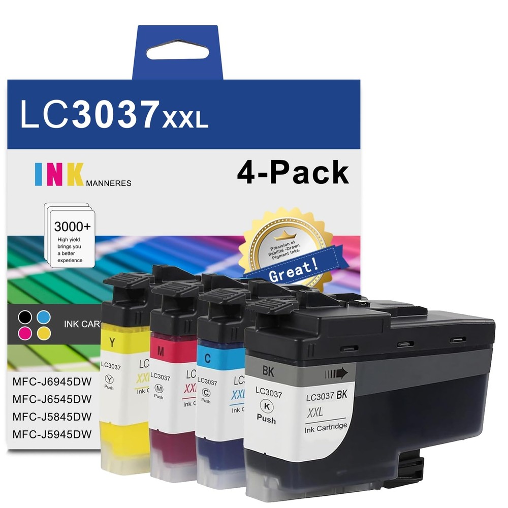 LC3037XXL Super High Yield Ink Cartridge (Total 4-Pack, 1BK/1C/1M/1Y) - LC303...
