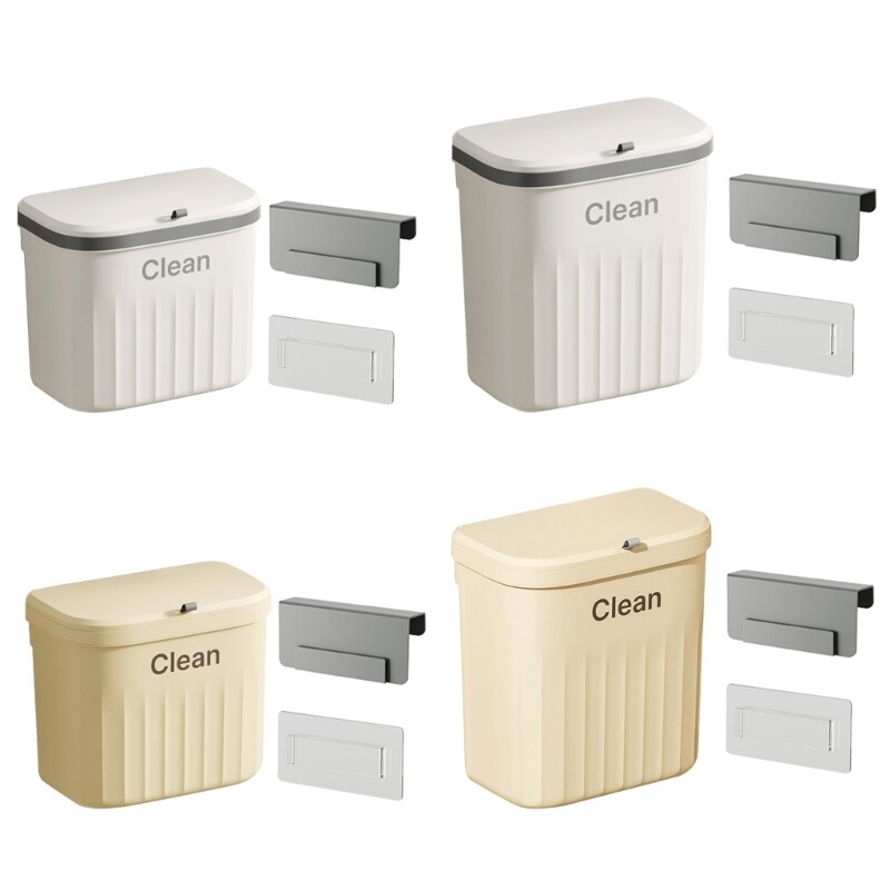 Bathroom Trash Can with Lid Garbage Bin Wall Mounted Kitchen Toilet Wastebasket