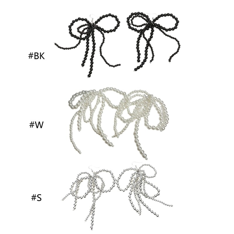 Fashion Bowknot Studs Earrings for Women Elegant Tassels Ear Studs Handmade