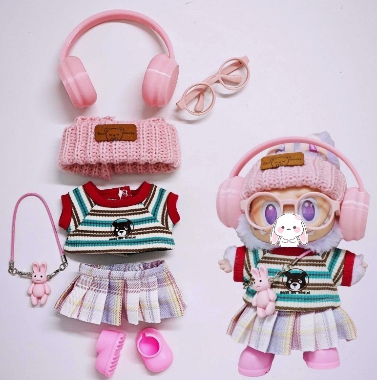 Rainbow Dress Set for POP MART LABUBU Plush Dolls Excludes Doll