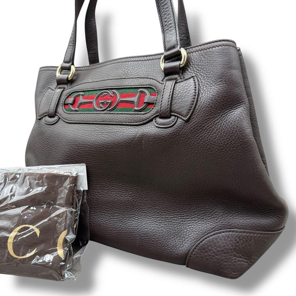 Gucci 385 Large Sherry Horsebit Leather Tote Bag Handbag New