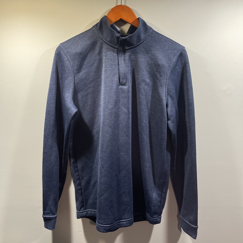 Under Armour Pullover Mens Medium Blue 1/4 Zip Loose ColdGear Golf Athletic