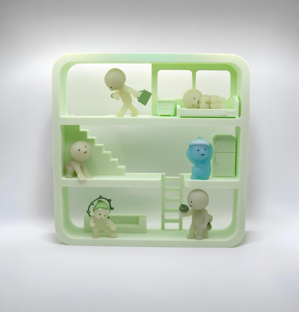 Wall Mounted Smiski House Display Shelf Minty Green 10x10x2