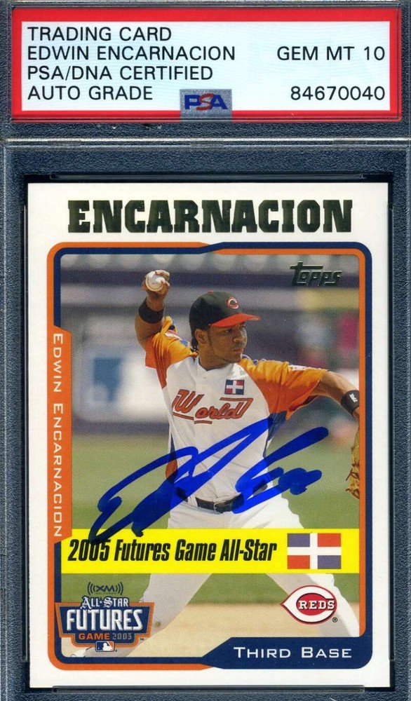 Edwin Encarnacion Gem Mint 10 PSA DNA Signed 2005 Topps Rookie Autograph