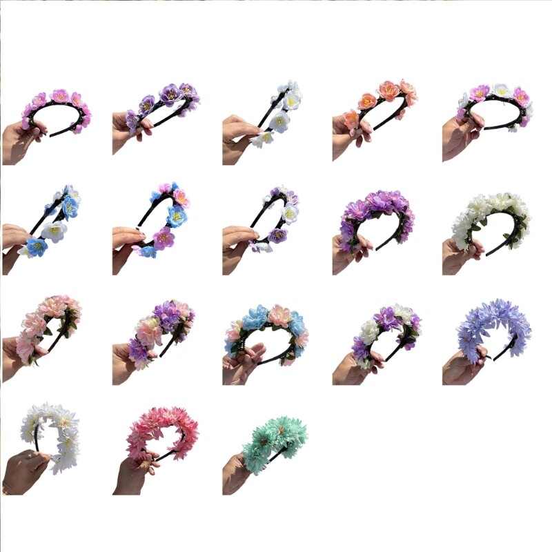 Bride Flower Headband for Wedding Model Show Hairband Realistic Flower Headband