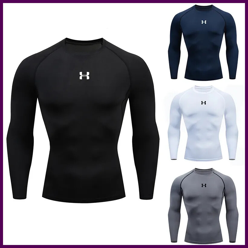 Men's Long Sleeve Compression Workout Shirt for Running & Gym