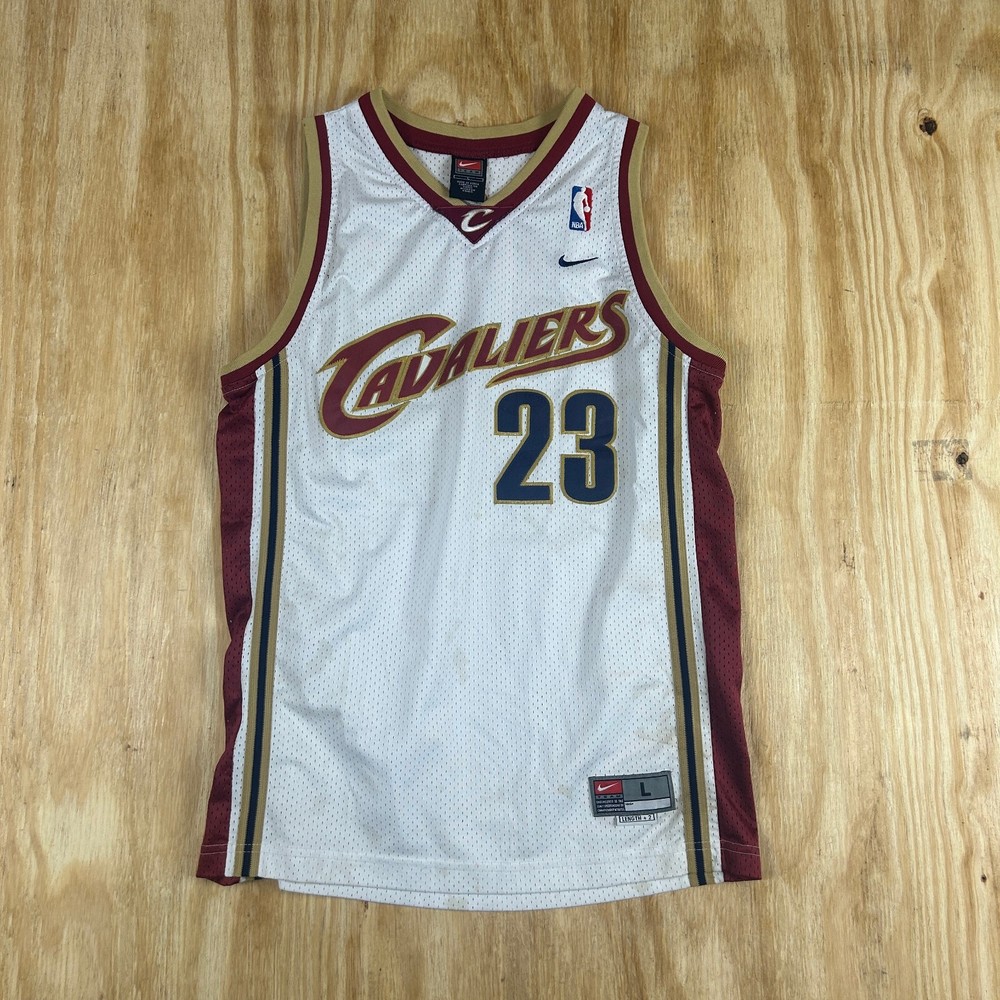 VTG Nike NBA Cleveland Cavaliers Sewn LeBron James 23 Jersey Men's L White/Red