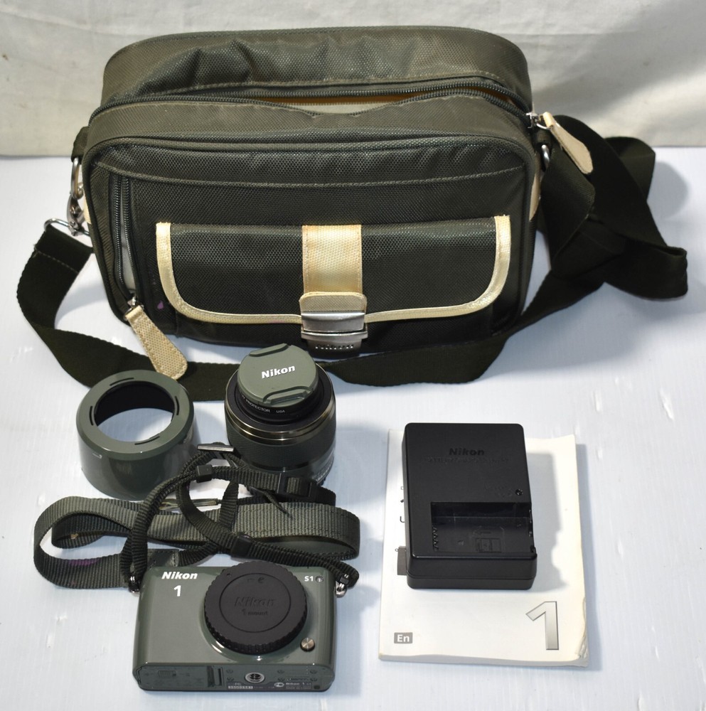 Nikon 1 S1 Khaki Mirrorless Digital Camera w/ 30-110 Lens + Battery Charger