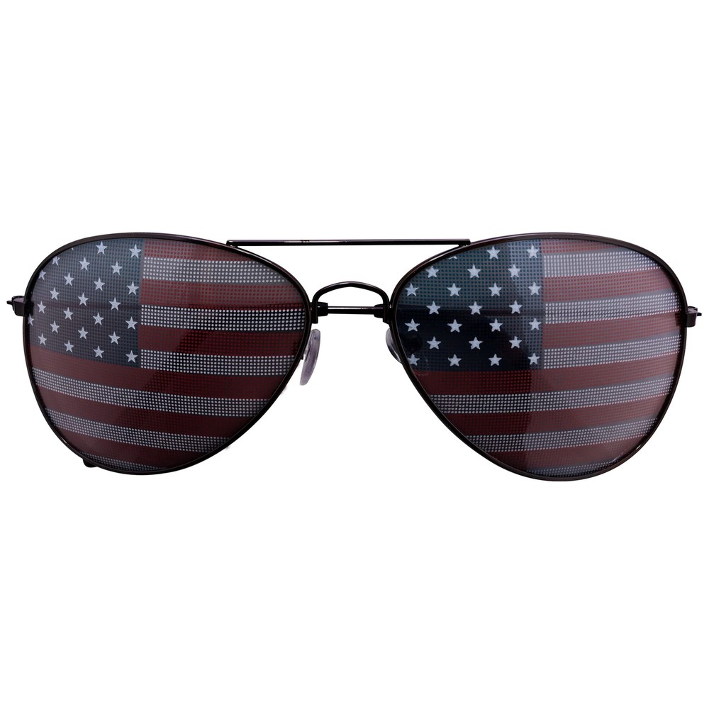 Super Z Outlet American USA Flag Design Metal Frame Aviator Sunglasses (Black)