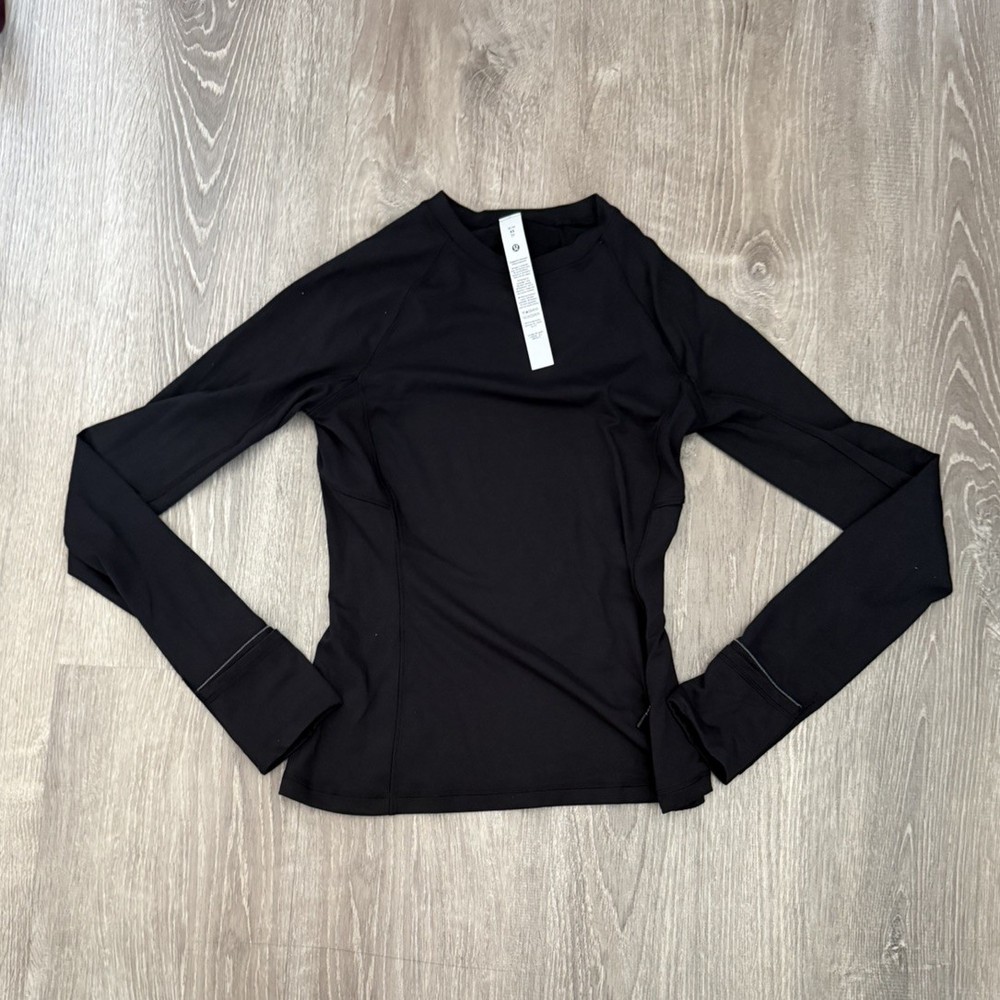 Lululemon Women’s Runderful Long Sleeve Shirt Size XS Black NWT Slim Fit Running