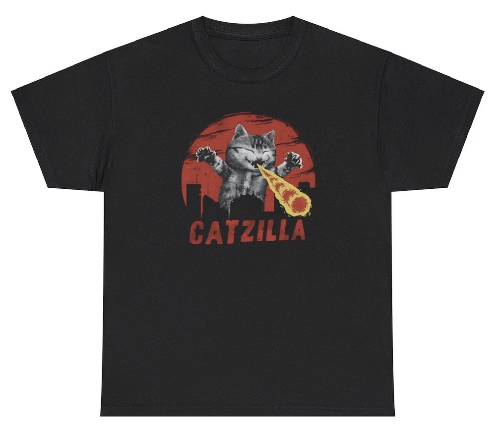 Catzilla T Shirt Funny Parody Meme Movie Silly Animal Lover Gen Z Humor Tee